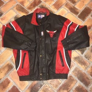 90s vtg Chicago bulls starter leather jacket rare